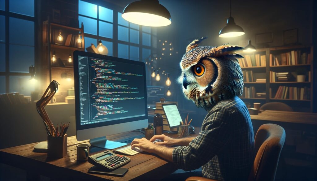 malachite media owl coding on computer